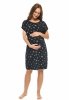 MijaCulture - labour maternity breastfeeding nightdress 4123 M80 Black / Stars